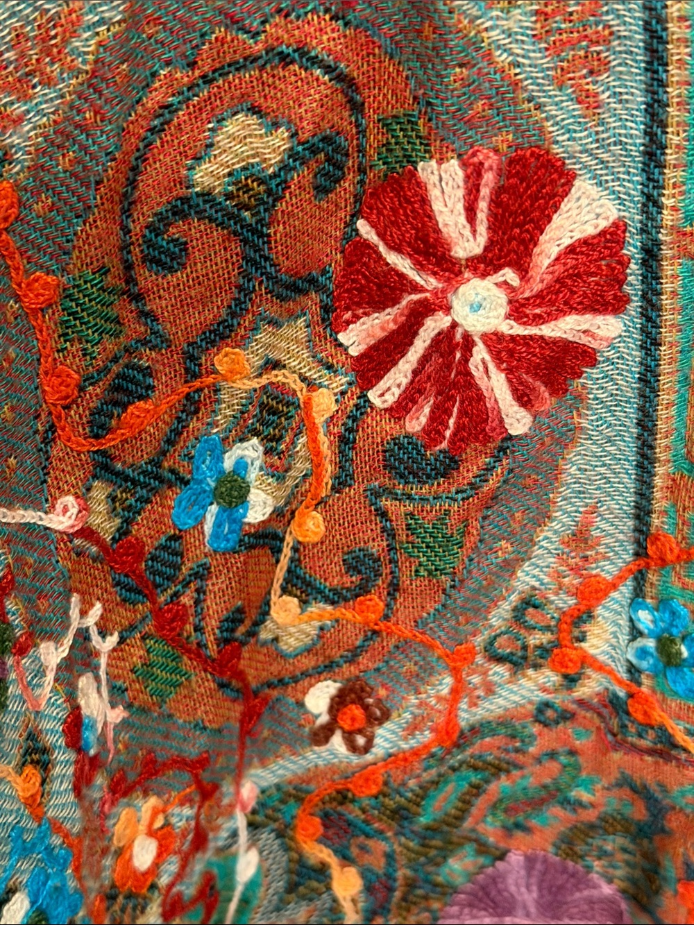 ๐๐๐BOGOHO๐๐๐Anu Boho Paisley Open-Front Cardigan in Teal & Rust-Large - Picture 7 of 12